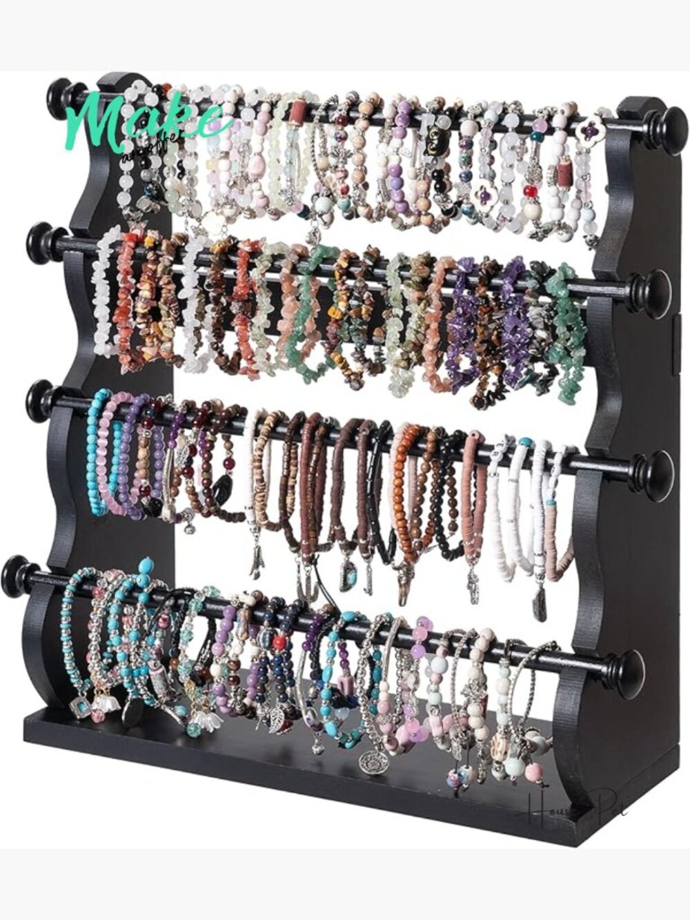 4 Tier Wooden Bracelet Holder For Jewelry Display Storage